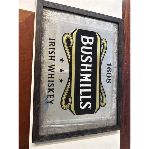 Other - Bushmills Irish Whiskey 1608 Distressed 18" x 24" Bar Mirror Sign alcohol